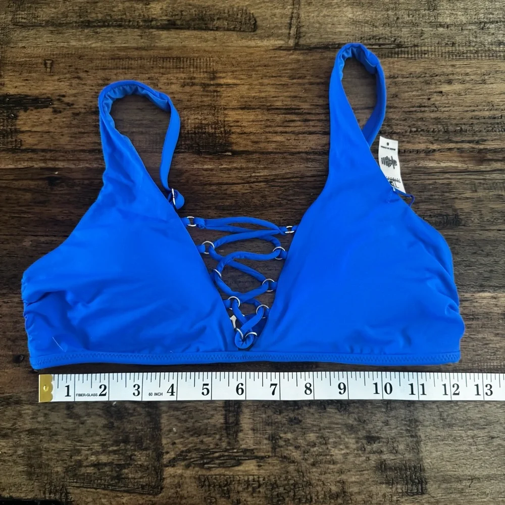 EUC‎ Tini Bikini Blue Lace-Up Front Bikini Top Size Small